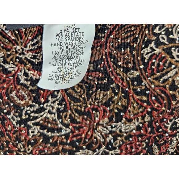 Alex Evenings Metallic 3 Piece Blazer/Tank/Skirt Abstract Shades of Brown Sz 1X - Picture 5 of 8